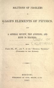 Tapa de Solutions of problems in Gage's Elements of physics
