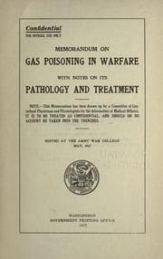 Tapa de Memorandum on gas poisoning in warfare