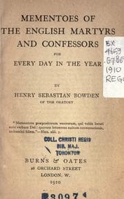 Tapa de Mementoes of the English martyrs and confessors