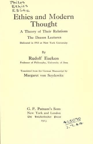 Tapa de Ethics and modern thought