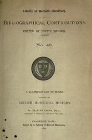 Tapa de A classified list of books relating to British municipal history