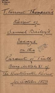 Tapa de Rewiew of Samuel Bailey's Essays on the pursuit of truth