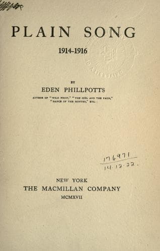 Tapa de Plain song, 1914-1916