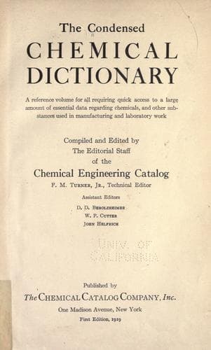 Tapa de The Condensed chemical dictionary