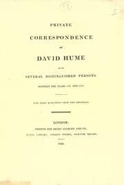 Tapa de Private correspondence of David Hume with several distinguished persons, between the years 1761 and 1776