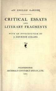 Tapa de Critical essays and literary fragments
