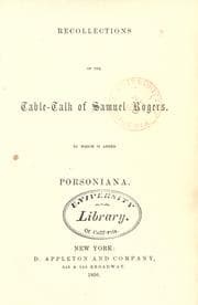 Tapa de Recollections of the table-talk of Samuel Rogers