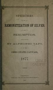 Tapa de Speeches on remonetization of silver and resumption
