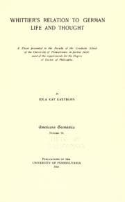 Tapa de Whittier's relation to German life and thought