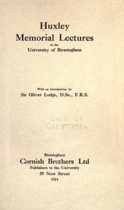 Tapa de Huxley memorial lectures to the University of Birmingham