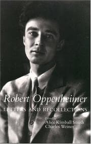 Tapa de Robert Oppenheimer, letters and recollections