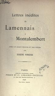 Tapa de Lettres in©Øedites de Lamennais ©Ła Montalembert
