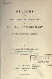 Tapa de Studies in the literary relations of England and Germany in the sixteenth century