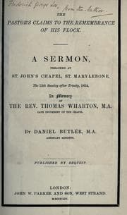 Tapa de The pastor's claims to the remembrance of his flock