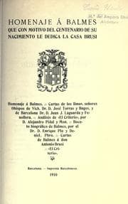 Tapa de Homenaje a Balmes que con motivo del centenario de su nacimiento le dedica la Casa Brusi