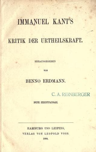 Tapa de Kritik der Urtheilskraft