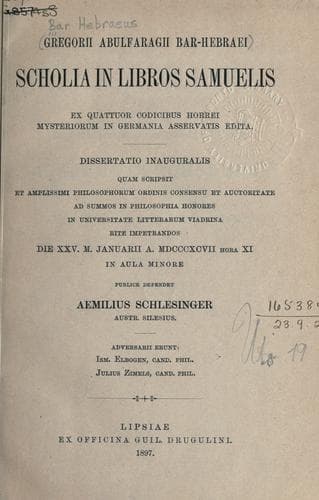 Tapa de Scholia in libros Samuelis