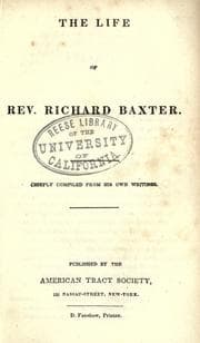 Tapa de The life of Rev. Richard Baxter