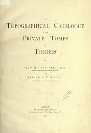 Tapa de A topographical catalogue of the private tombs of Thebes