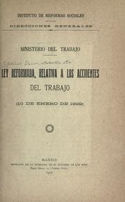Tapa de Ley reformada, relativa a los accidentes del trabajo (10 de enero de 1922)