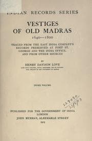 Tapa de Vestiges of old Madras, 1640-1800