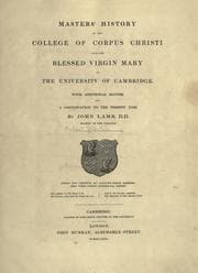 Tapa de Masters' history of the College of Corpus Christi and the Blassed Virgin Mary in the University of Cambridge