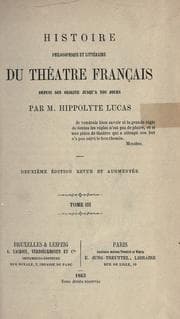 Tapa de Histoire philosophique et littéraire du théâtre Français