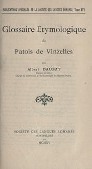 Tapa de Glossaire étymologique du patois de Vinzelles