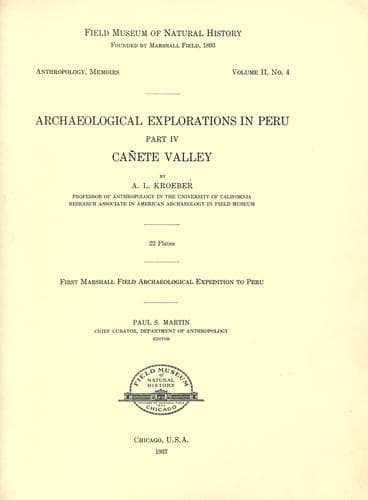 Tapa de Archaeological explorations in Peru.