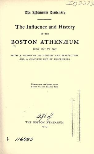 Tapa de The Athenæum centenary