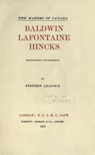 Tapa de Baldwin, Lafontaine, Hincks