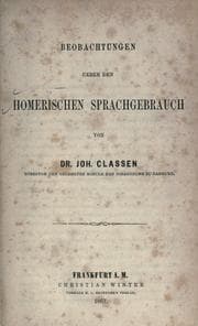 Tapa de Beobachtungen ueber den homerischen Sprachgebrauch