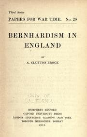 Tapa de Bernhardism in England