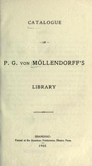 Tapa de Catalogue of P.G. von Möllendorff's library
