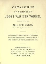 Tapa de Catalogue of writings by Joost van den Vondel