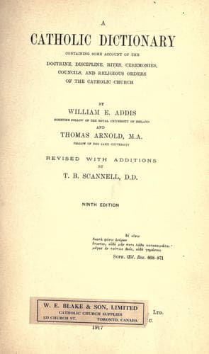 Tapa de A Catholic dictionary