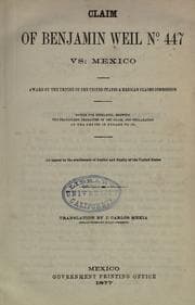 Tapa de Claim of Benjamin Weil no. 447 vs: Mexico