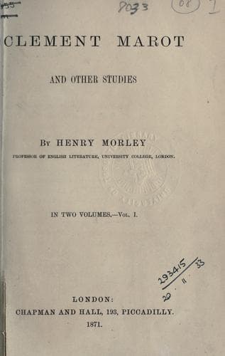 Tapa de Clement Marot and other studies
