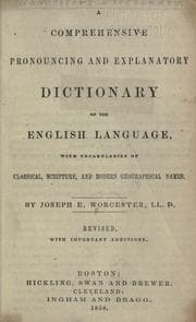 Tapa de A comprehensive pronouncing and explanatory dictionary of the English language, with vocabularies of classical, scripture, and modern geographical names