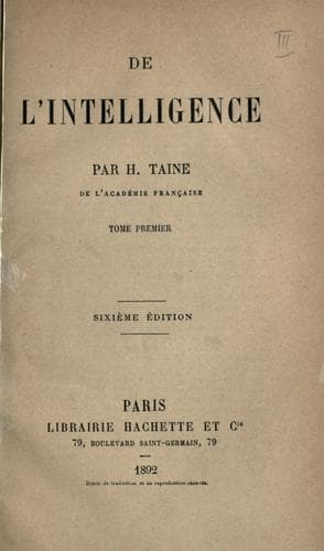 Tapa de De l'intelligence.