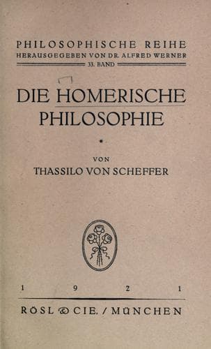Tapa de Die homerische Philosophie