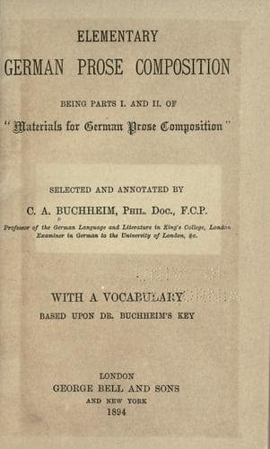 Tapa de Elementary German prose composition