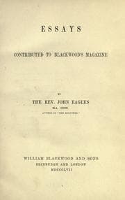 Tapa de Essays contributed to Blackwood's magazine