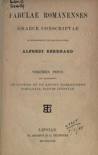 Tapa de Fabulae Romanenses graece conscriptae