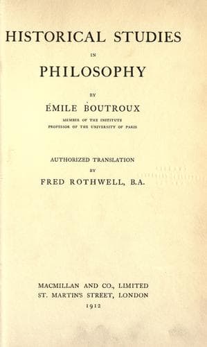 Tapa de Historical studies in philosophy
