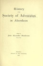 Tapa de History of the Society of Advocates in Aberdeen