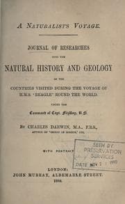 Tapa de Journal of researches into the natural history and geology of the countries visited during the voyage of H.M.S. "Beagle" round the world, under the command of Captain FitzRoy