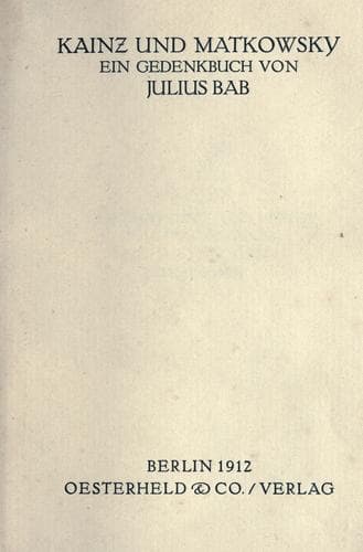 Tapa de Kainz und Matkowsky