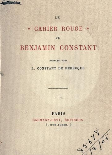 Tapa de Le "Cahier rouge" de Benjamin Constant