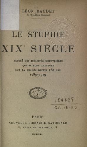 Tapa de Le stupide XIXe siècle